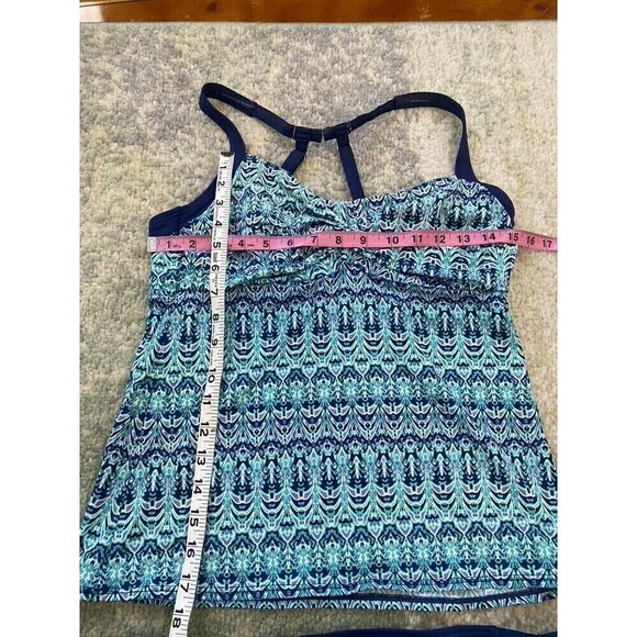 Title Nine Blue Pattern Two-Piece Tankini Set 36C Top XL Bottom Swimsuit - Picture 3 of 10